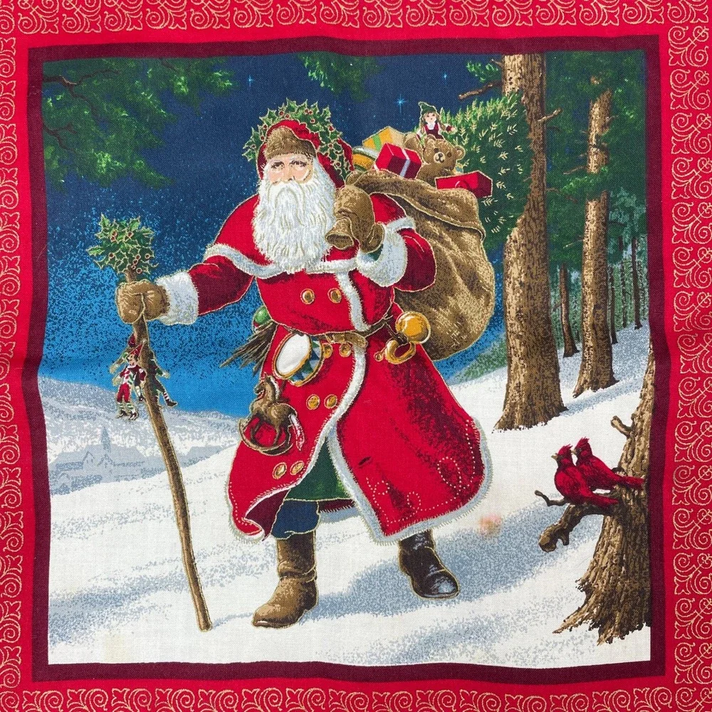 Victorian Santa Placemat Table Runner Holiday Christmas Green Red USA Made Decor